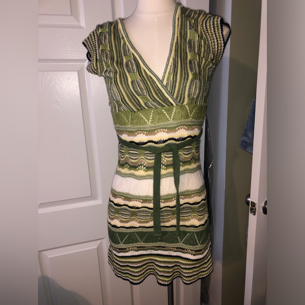 SOLD Missoni style Green and White Knit Dress